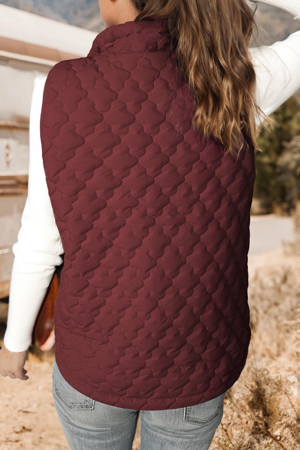 Quilted Snap Button Zip Up Winter Vest