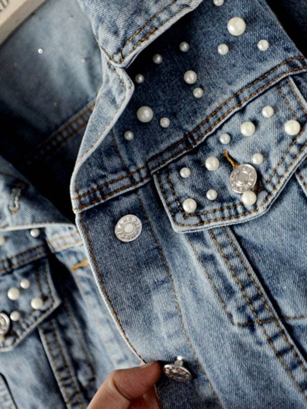 Denim Pearl Detail Jacket