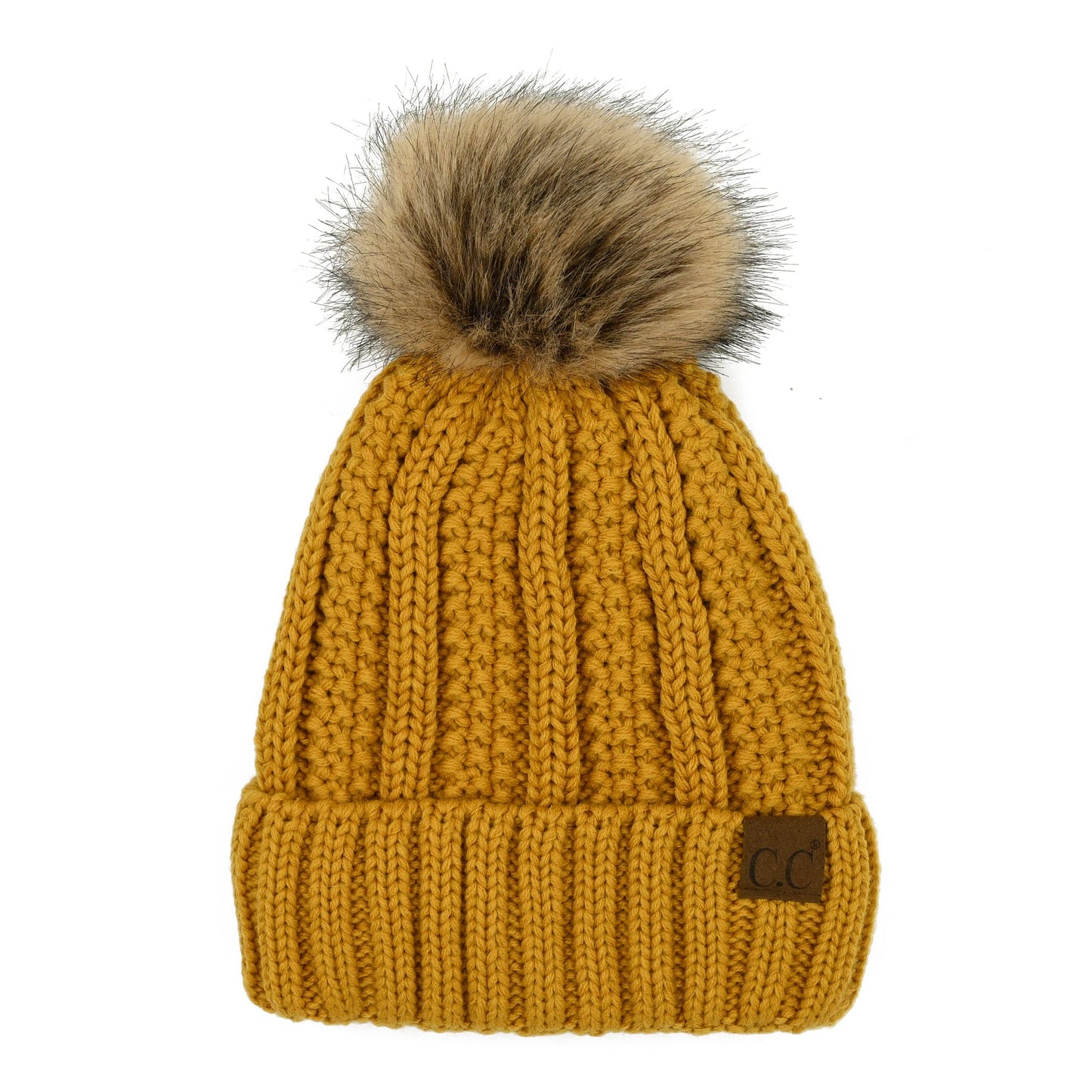 CC Bold Faux Fur Accented Beanie