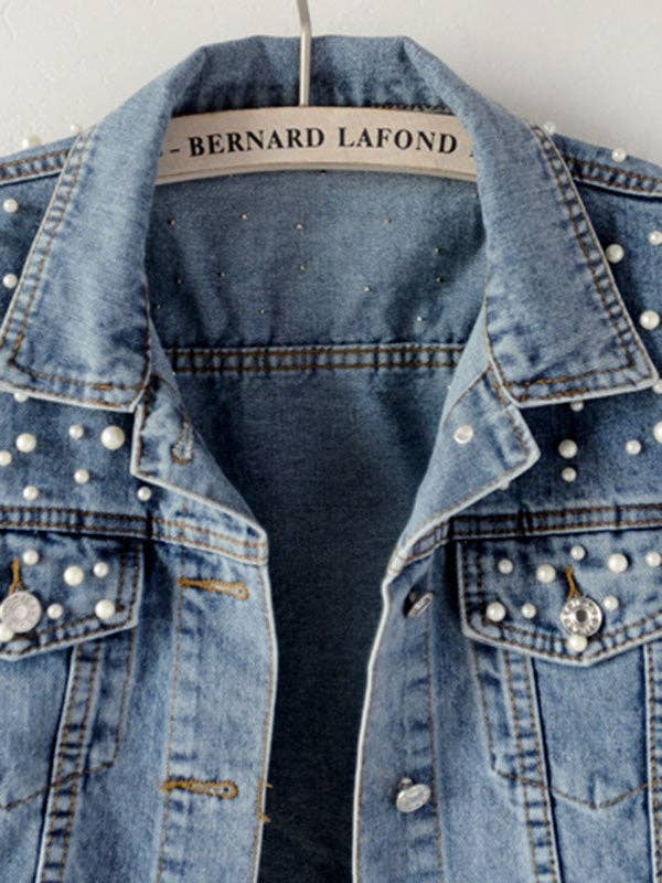 Denim Pearl Detail Jacket