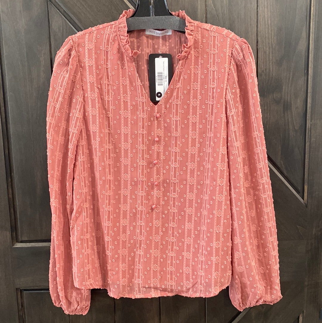 Textured Button Up Blouse