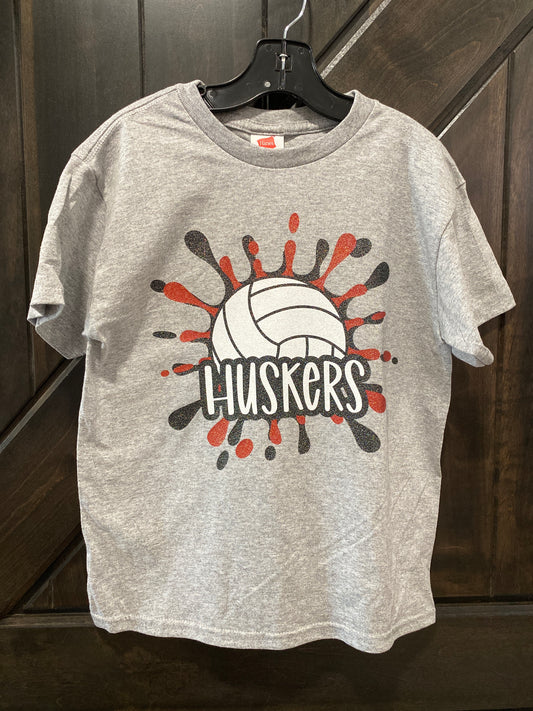"Huskers" Volleyball Glitter Graphic T-Shirt - Children's