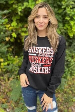 "Huskers" Repeating Layer Crewneck Sweatshirt