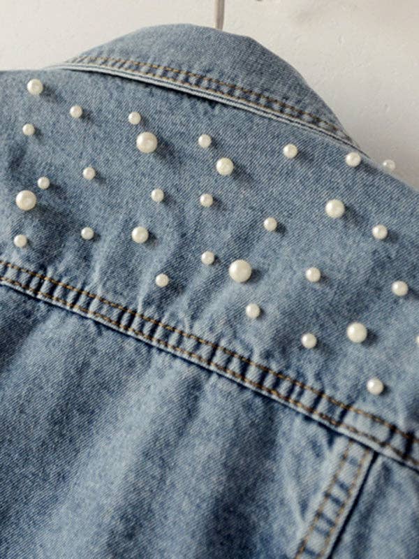 Denim Pearl Detail Jacket