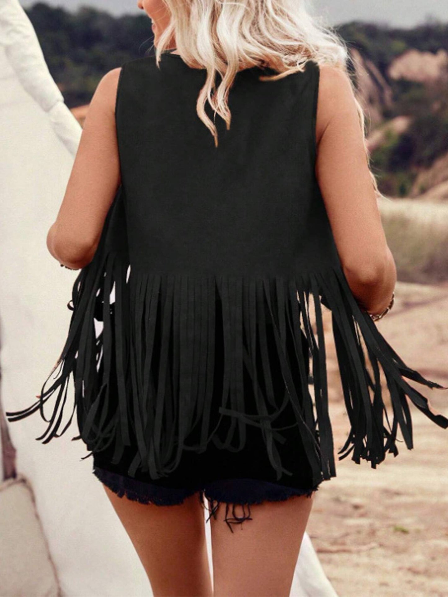 Sleeveless Tassel Studded Vest