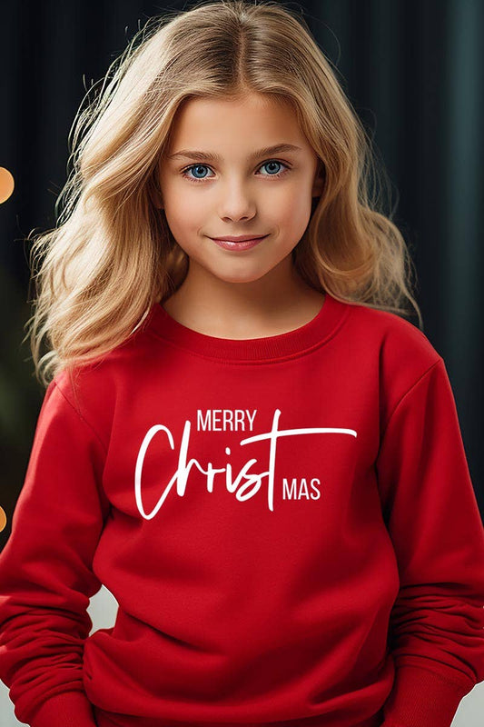 Merry Christmas Kids Graphic Fleece Sweatshirt