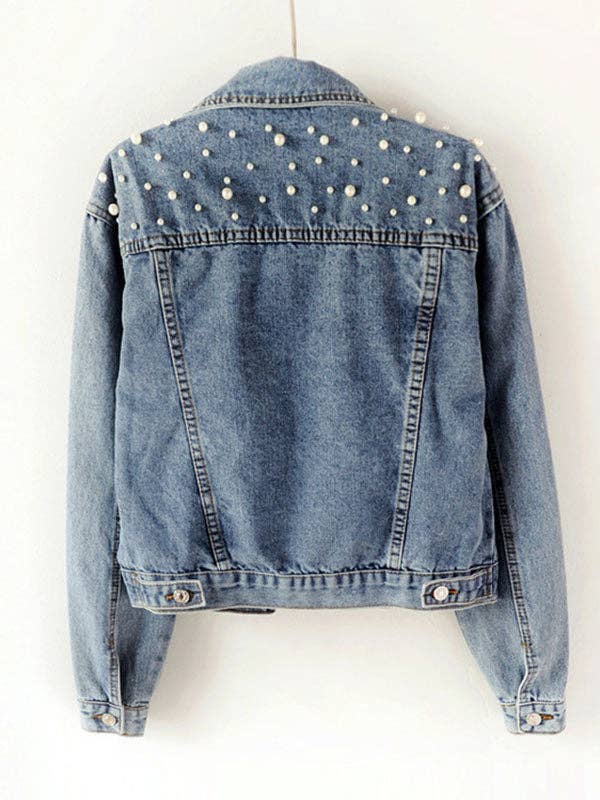 Denim Pearl Detail Jacket