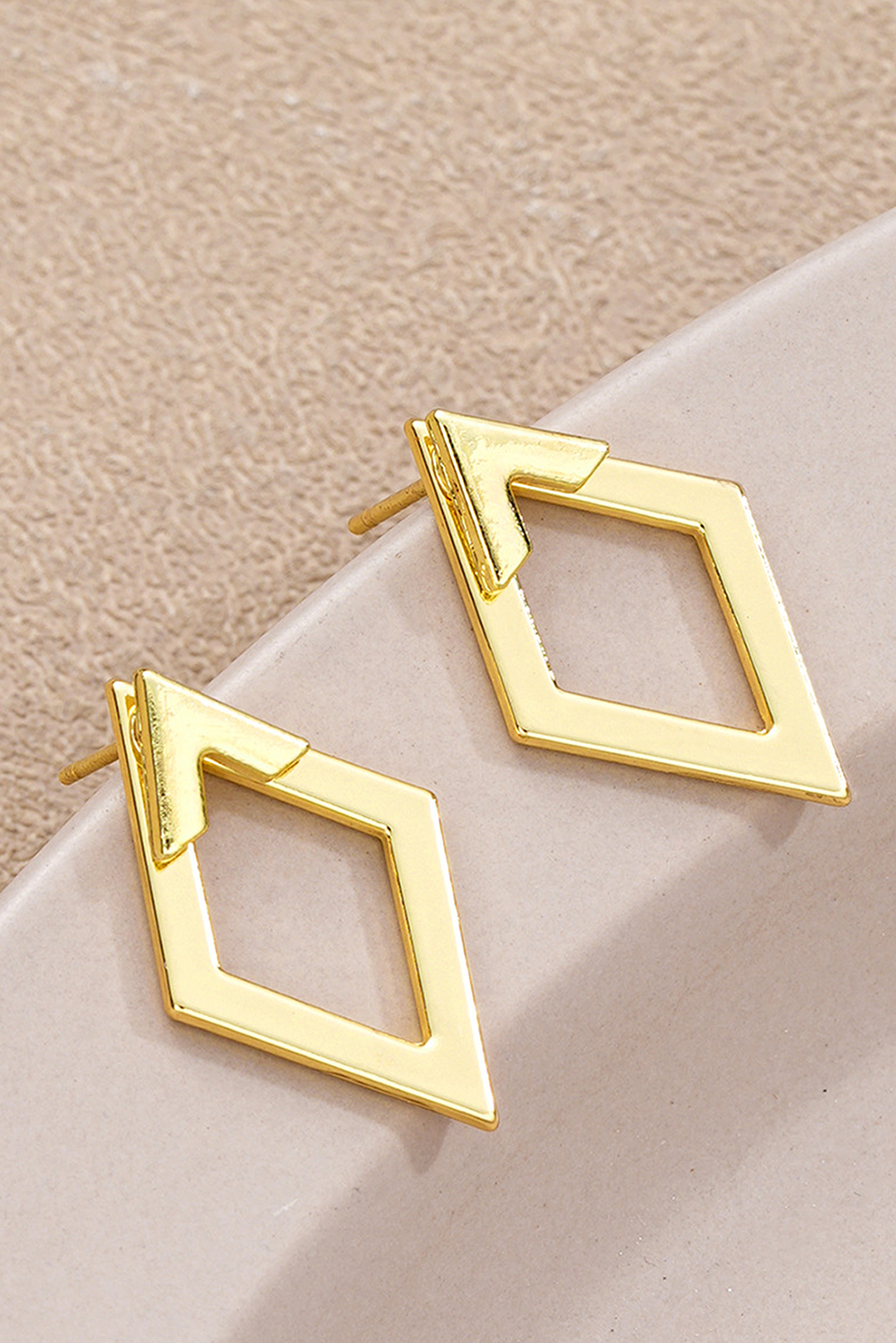 Rhombus Shape Plated Alloy Stud Earrings