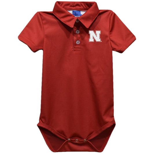 University of Nebraska Huskers Embroidered Red Solid Polo Onesie