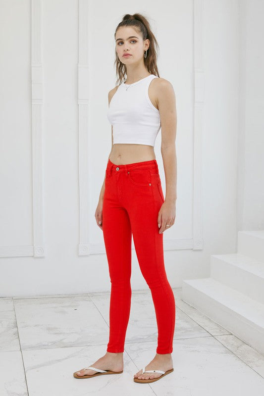 KanCan Gemma High Rise True Red Skinny Jeans