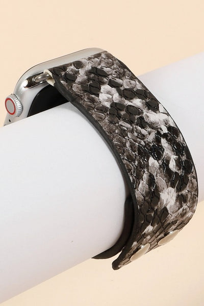 Python Printed Leather Iwatch Band
