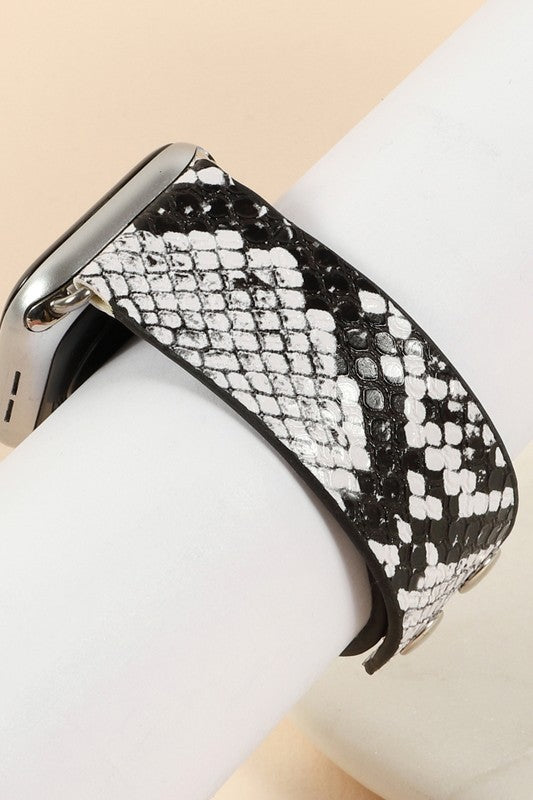 Python Printed Leather Iwatch Band