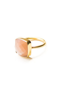 Gold Ring with Square Cut Pink Stone