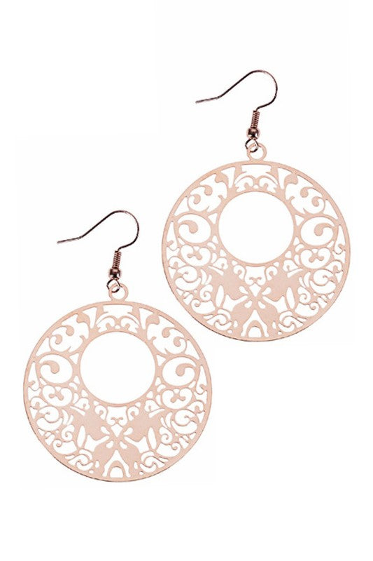 Metal Filigree Drop Earrings