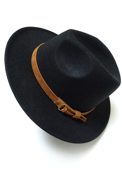 Brown Tie Trim Fedora Hat