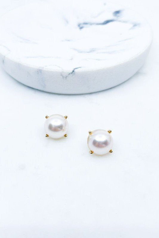 Round Faux Pearl Earrings