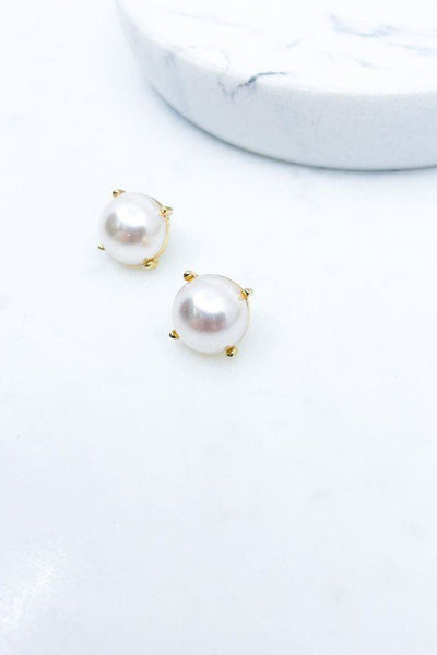 Round Faux Pearl Earrings