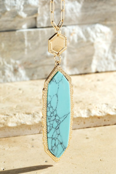 Gold Plated Natural Stone Charm Necklace