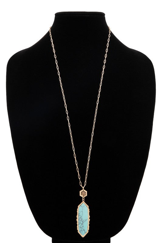 Gold Plated Natural Stone Charm Necklace