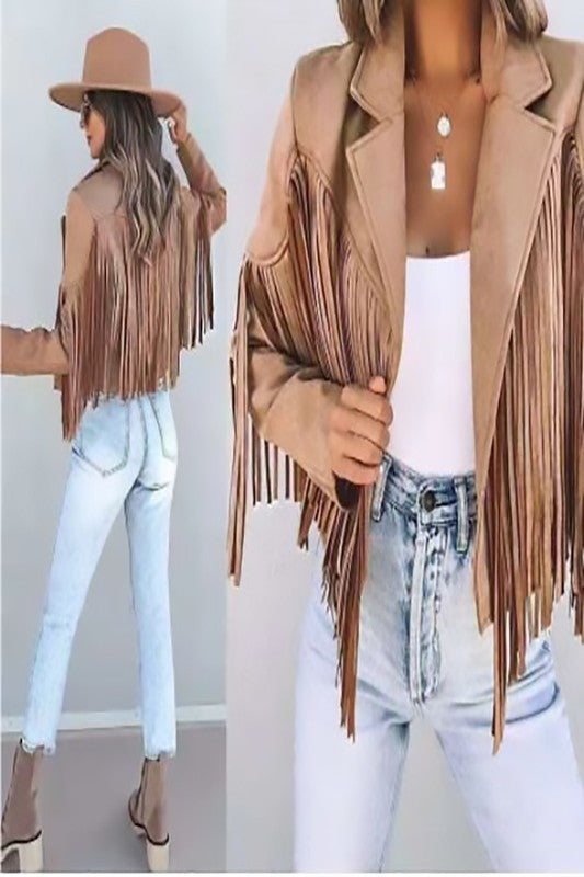 Faux Suede Tassel Jacket