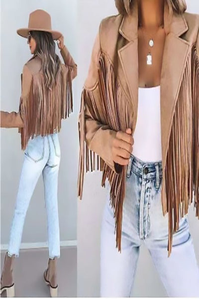 Faux Suede Tassel Jacket
