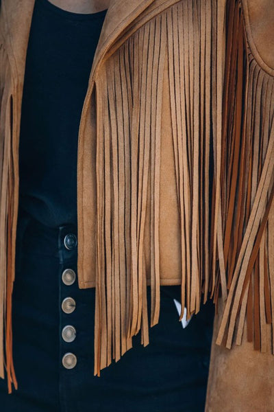 Faux Suede Tassel Jacket