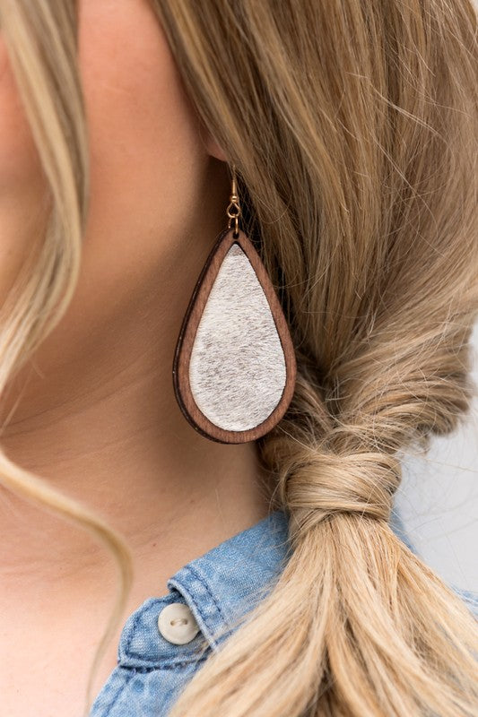 Distressed Genuine Cowhide Earrings