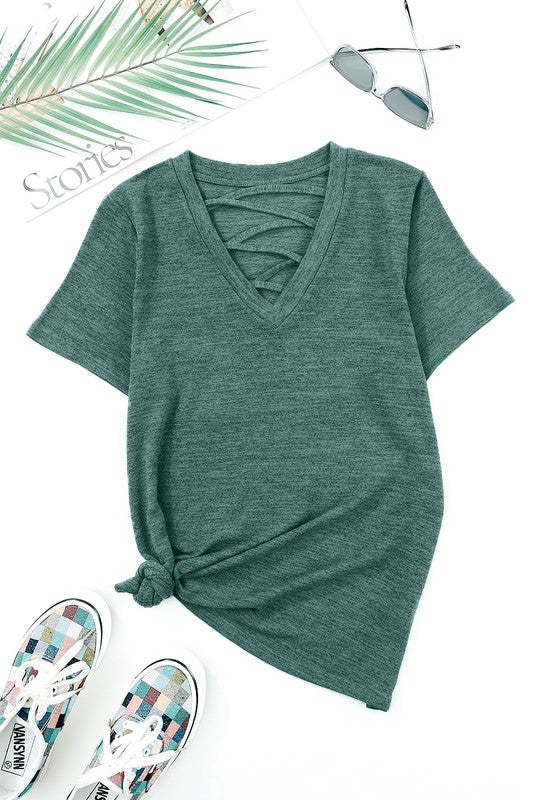 Criss Cross V-Neck T-Shirt