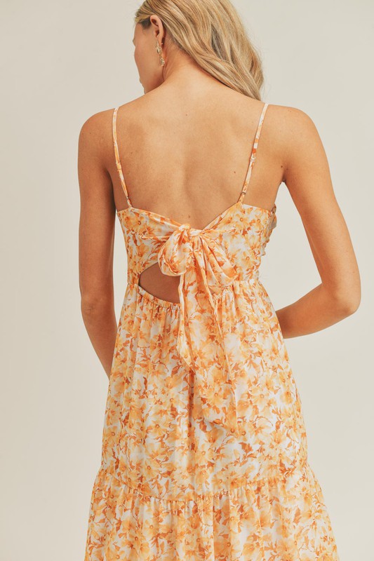 Floral Tie Back Midi Dress