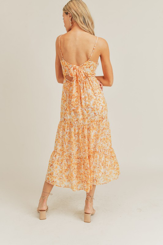 Floral Tie Back Midi Dress