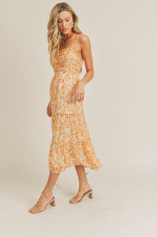 Floral Tie Back Midi Dress