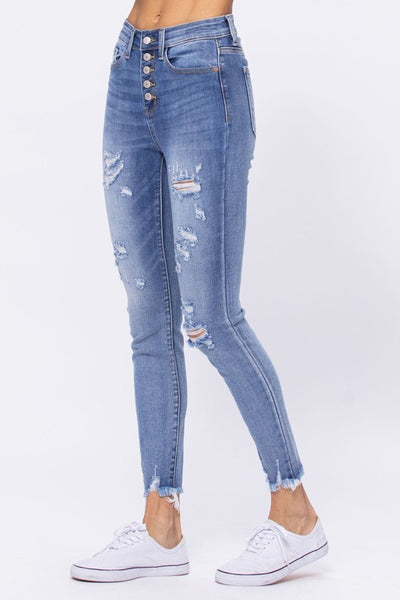Judy Blue Distressed Buttonfly Jeans