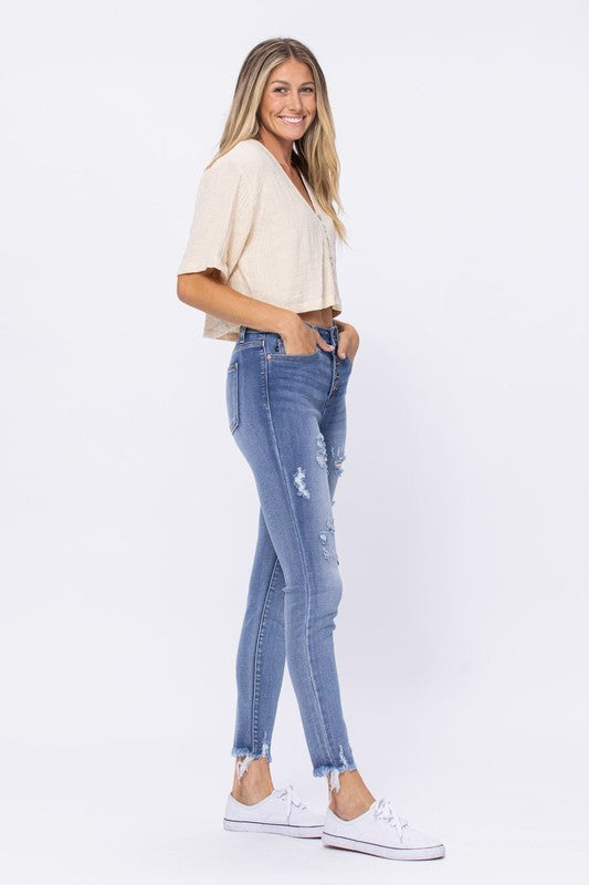 Judy Blue Distressed Buttonfly Jeans