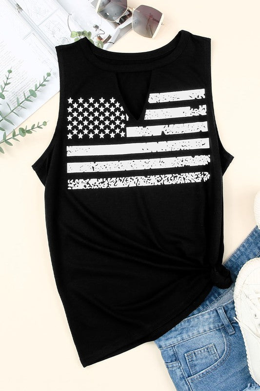 American Flag Tank with Keyhole Neckline