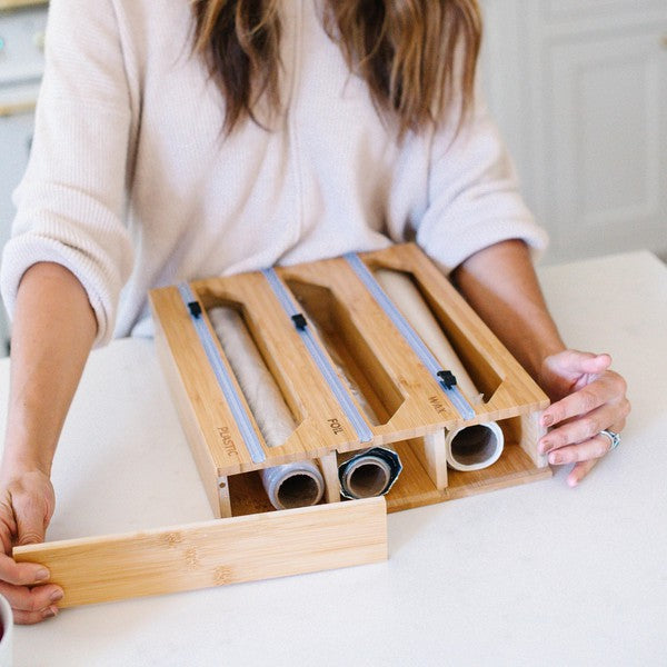 Bamboo "Kitchen Roll" Organizer