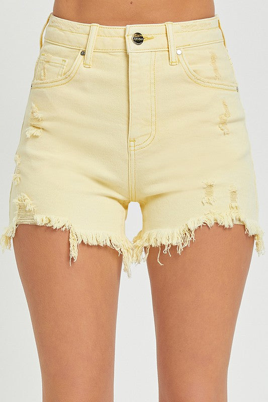 Risen High Rise Distressed Denim Shorts