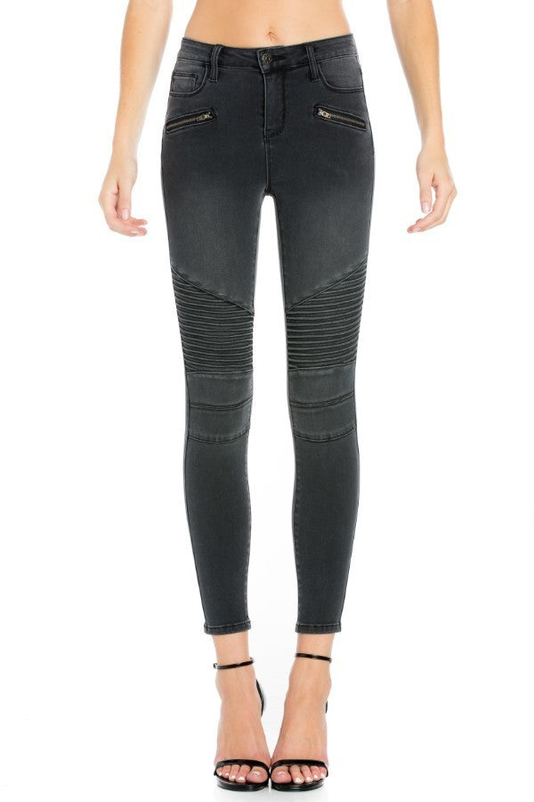 High Waist Gray Wash Skinny Jeans
