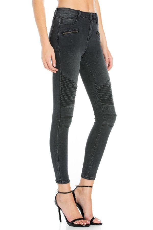 High Waist Gray Wash Skinny Jeans