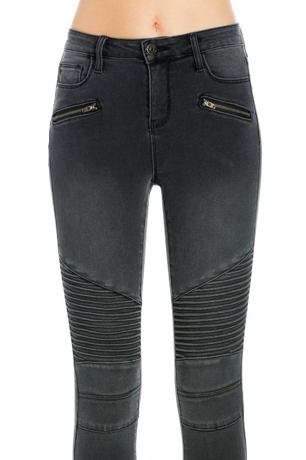 High Waist Gray Wash Skinny Jeans