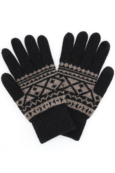 Knit Aztec Pattern Gloves