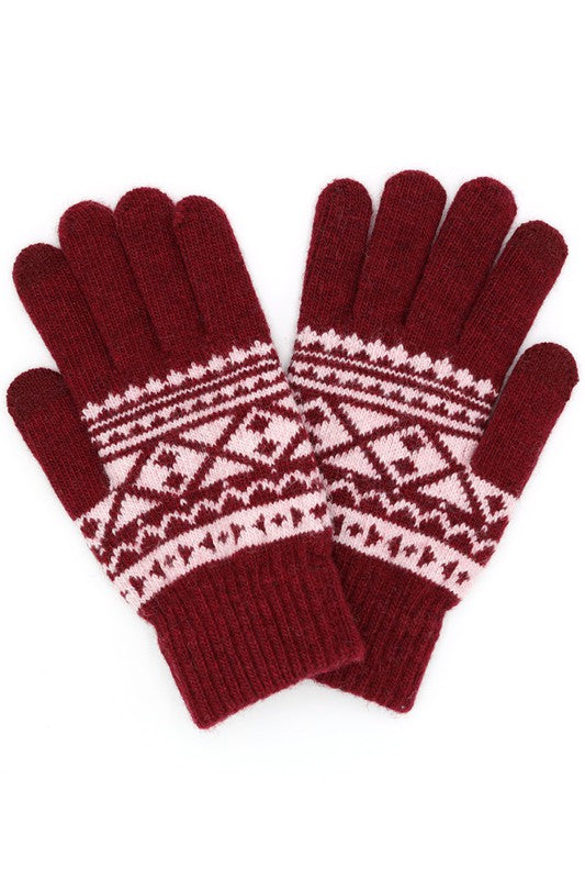 Knit Aztec Pattern Gloves