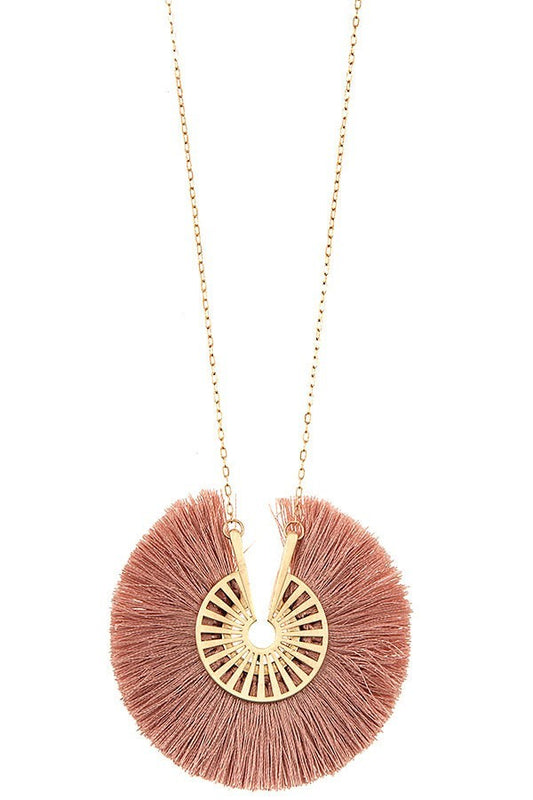 Round Fringe Pendant Necklace