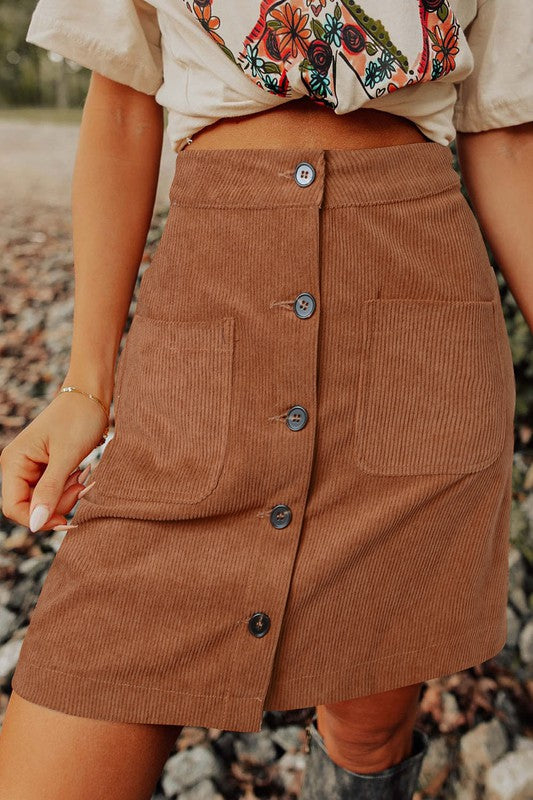 Corduroy High Waist Skirt