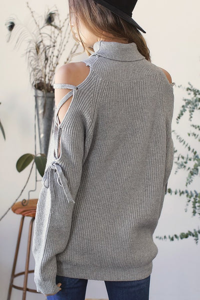 Solid Turtle Neck with Cutout Sleeve