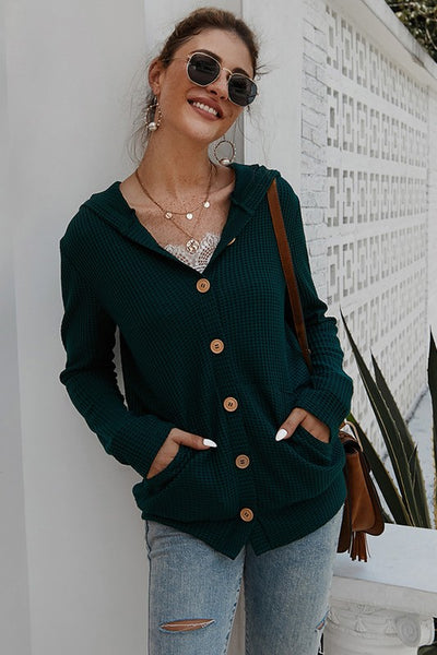 Button Down Hooded Cardigan