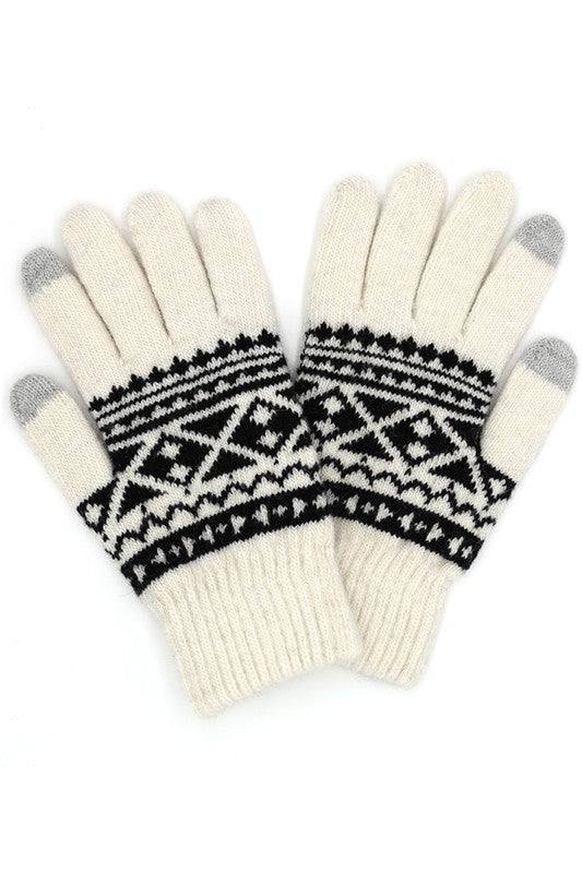 Knit Aztec Pattern Gloves