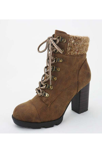 High Top Lace Up High Heels Casual Booties
