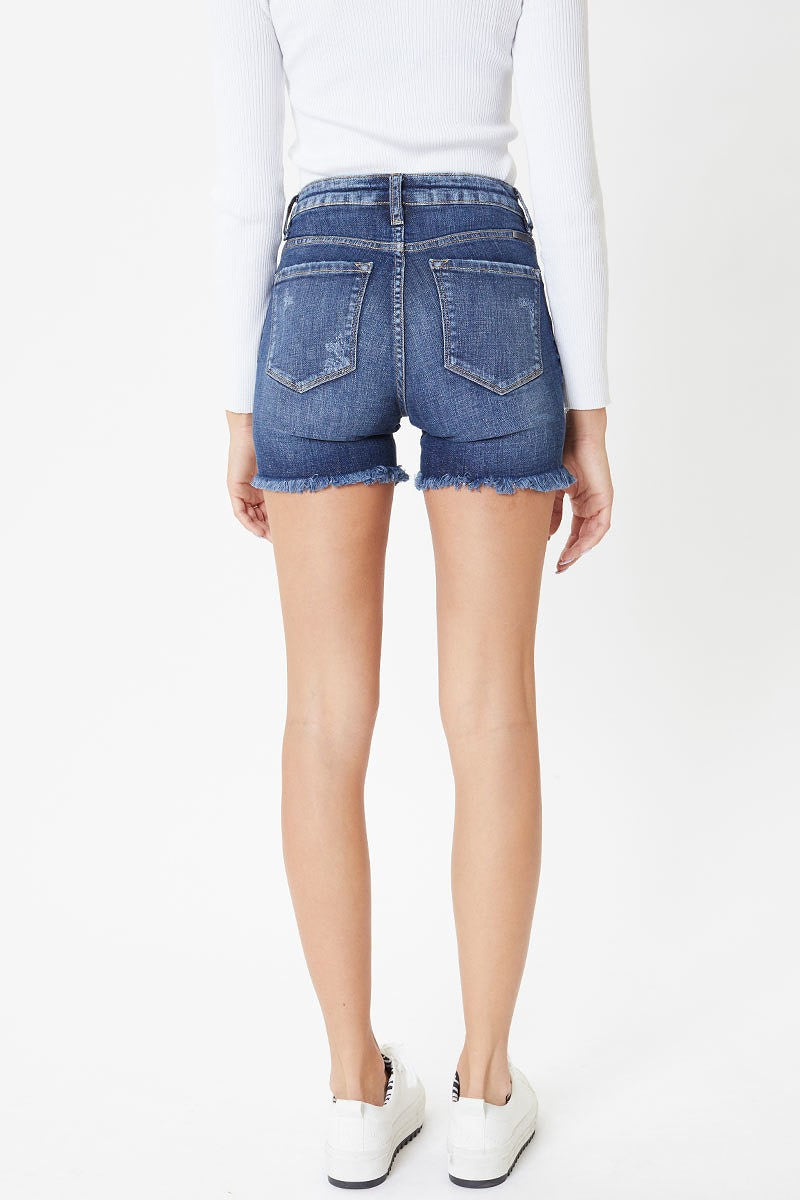 KanCan High Rise Fray Hem Shorts