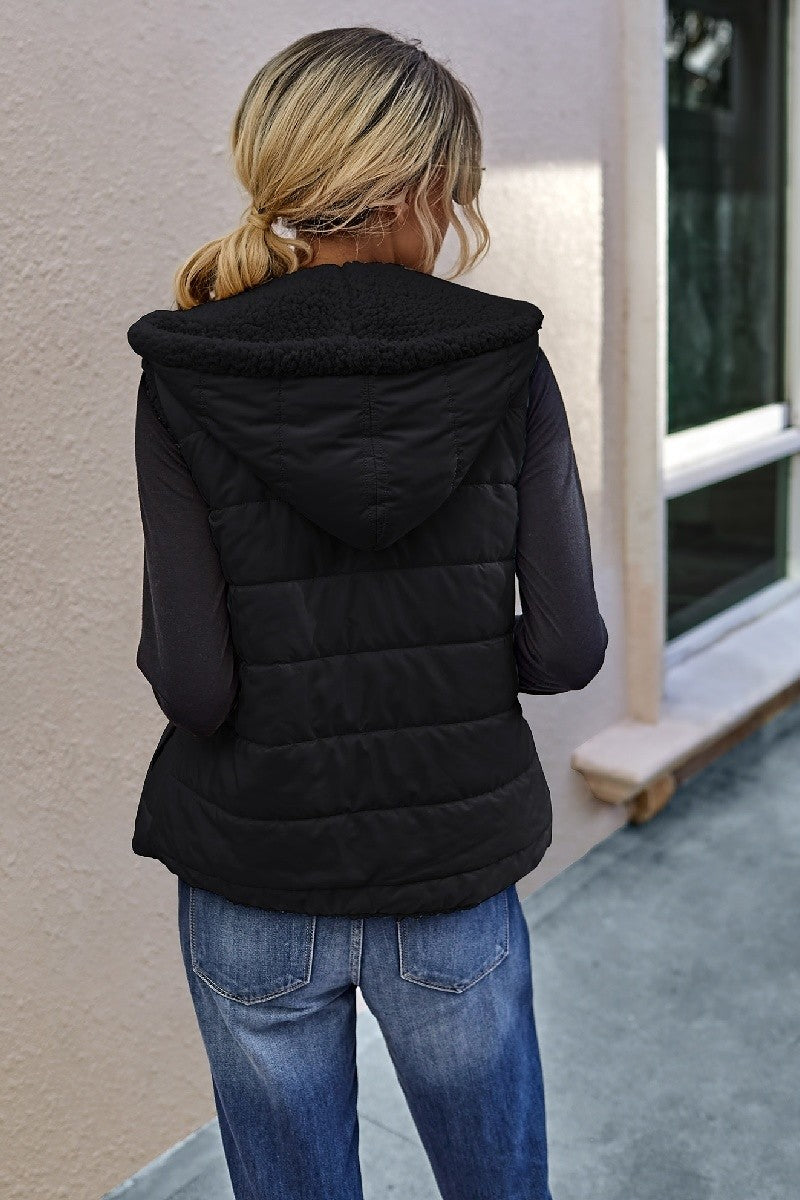 Casual Zip Up Faux Fur Vest