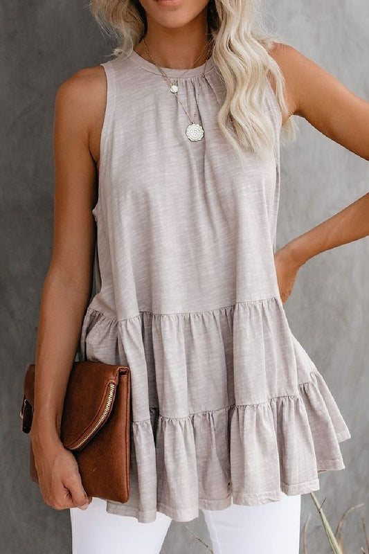 Sleeveless Ruffled Hem Tank